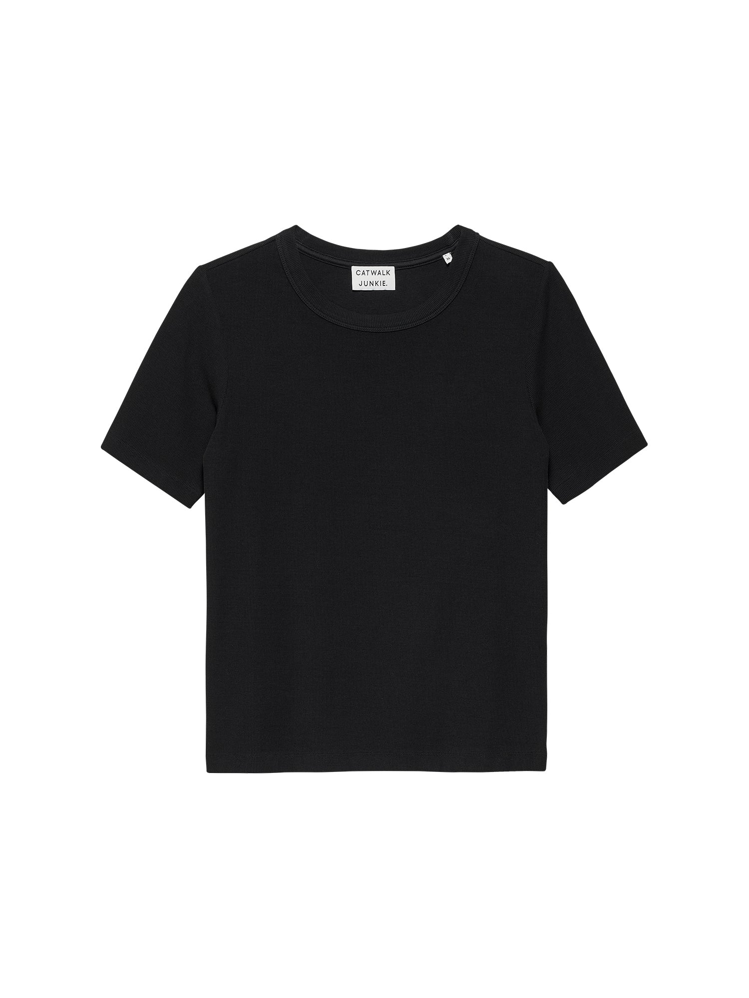 Geribbeld T-shirt Zwart (korte mouwen)