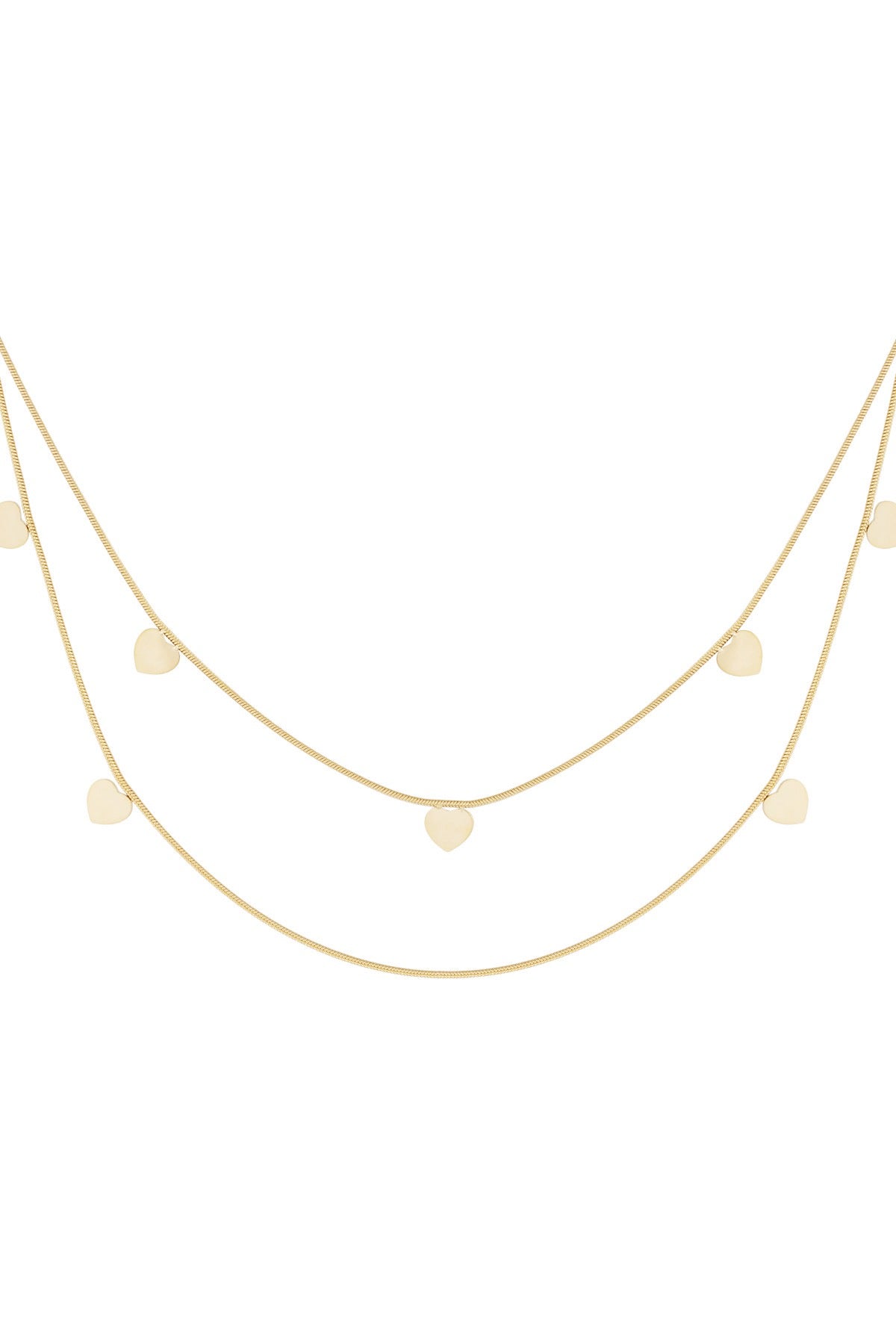 Dubbele Hartjesketting Goudkleurig