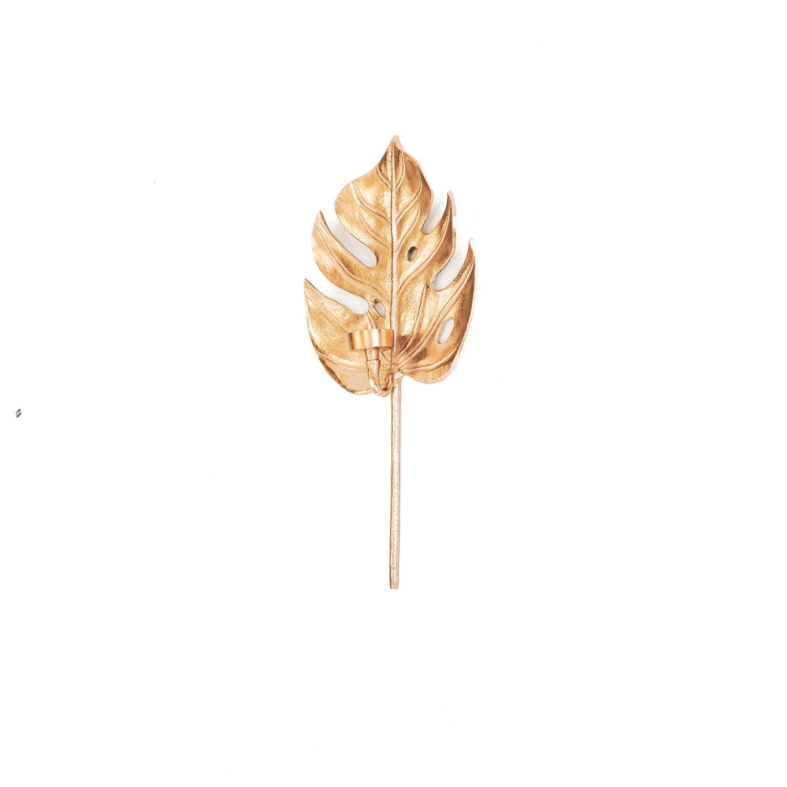 HV Monstera blad kandelaar goud (23x8x47cm)