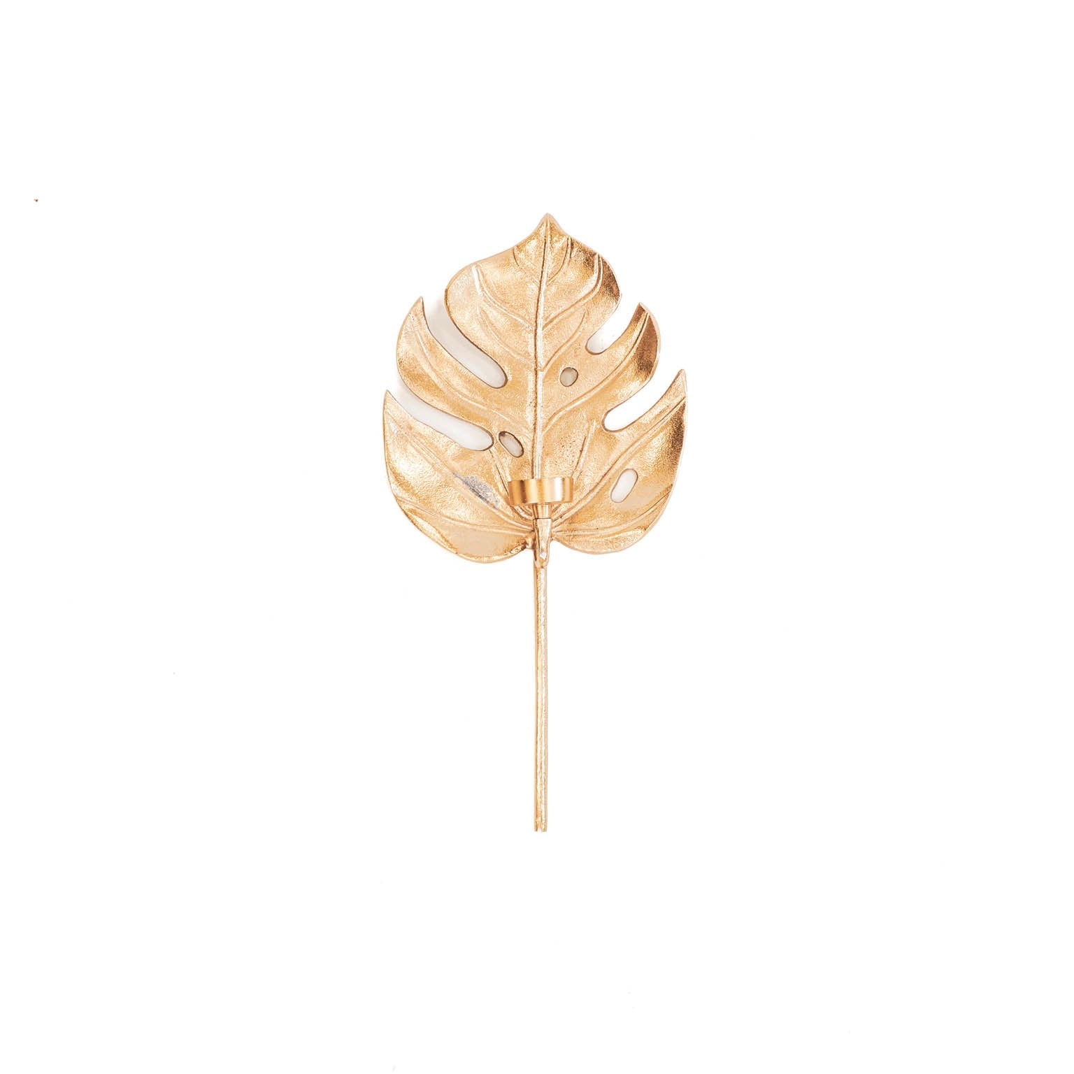 HV Monstera blad kandelaar goud (23x8x47cm)