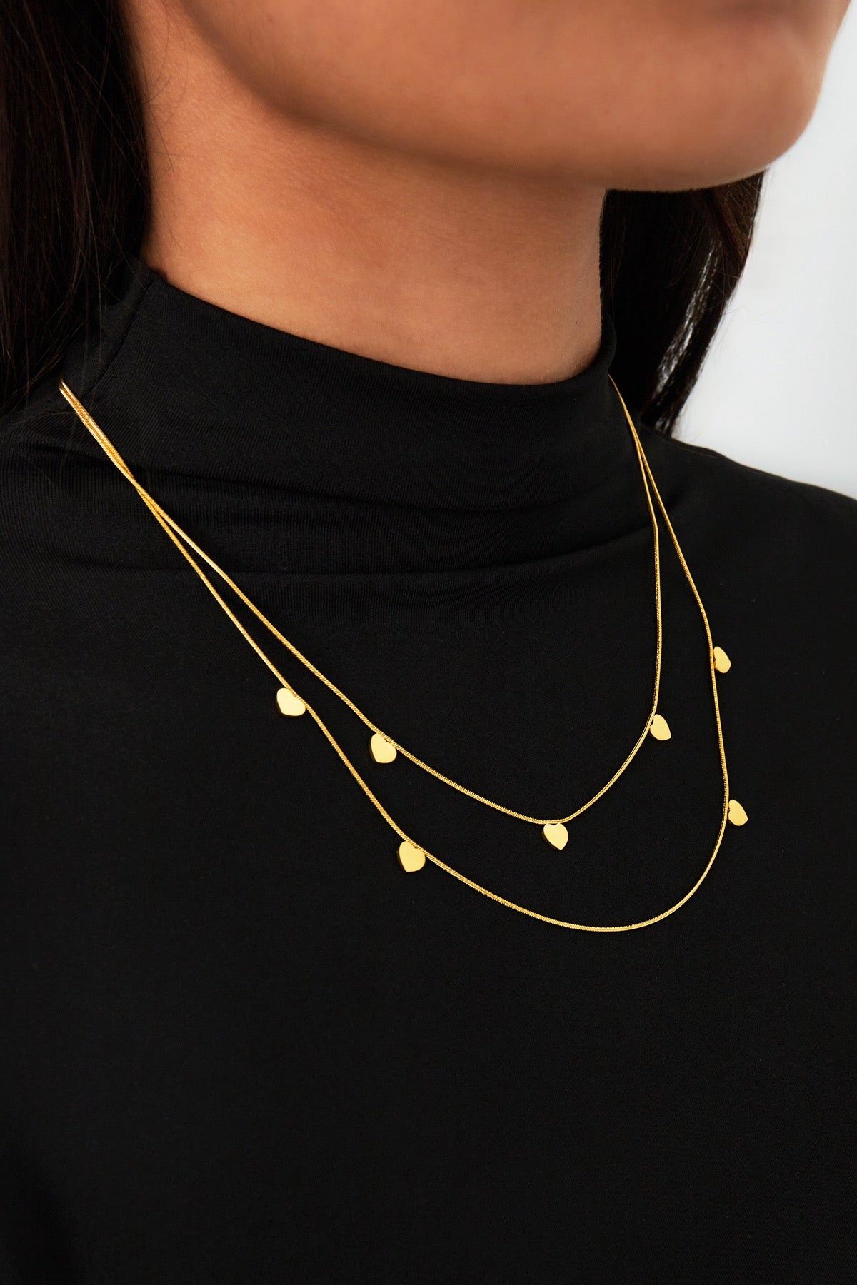 Dubbele Hartjesketting Goudkleurig