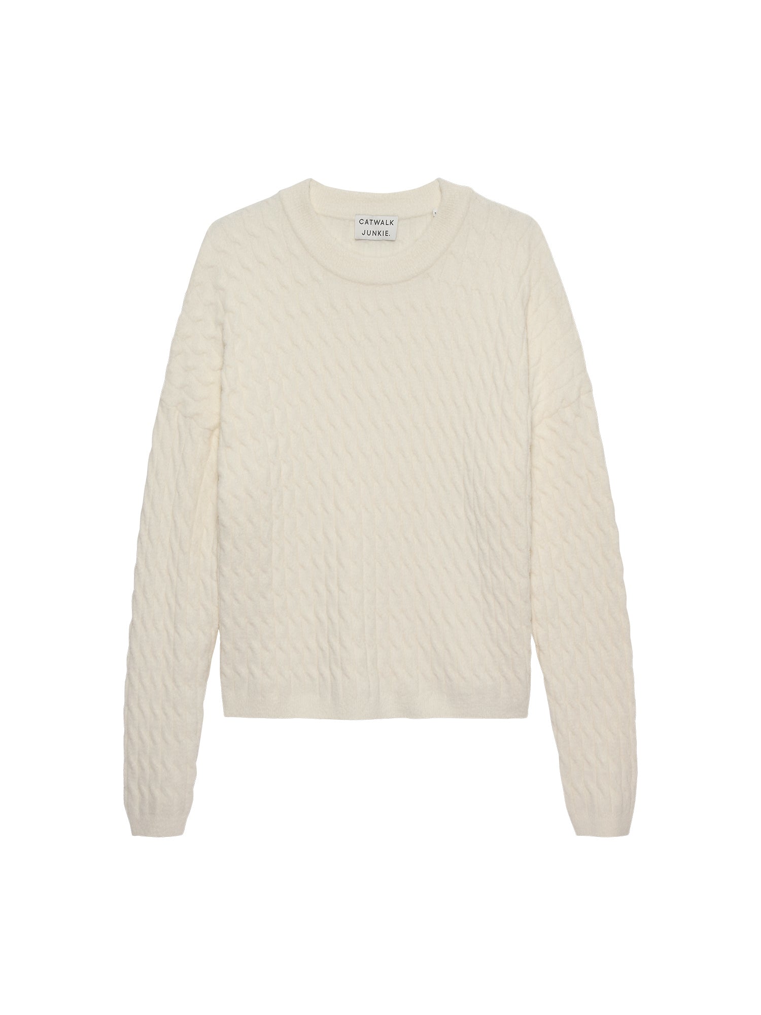Relaxed fit soft cable knit Egret