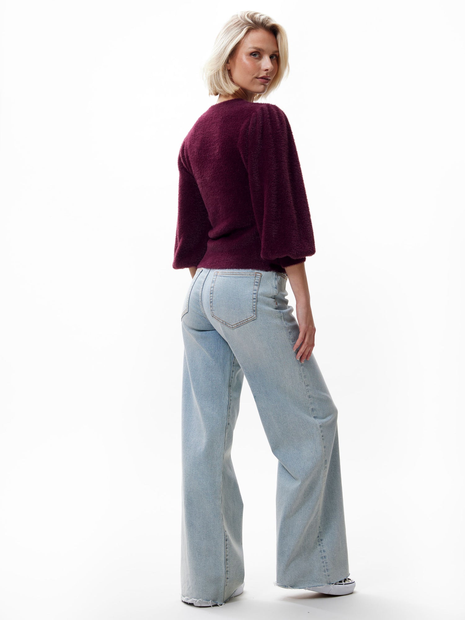 Fuzzy puff sleeve knit Winetasting