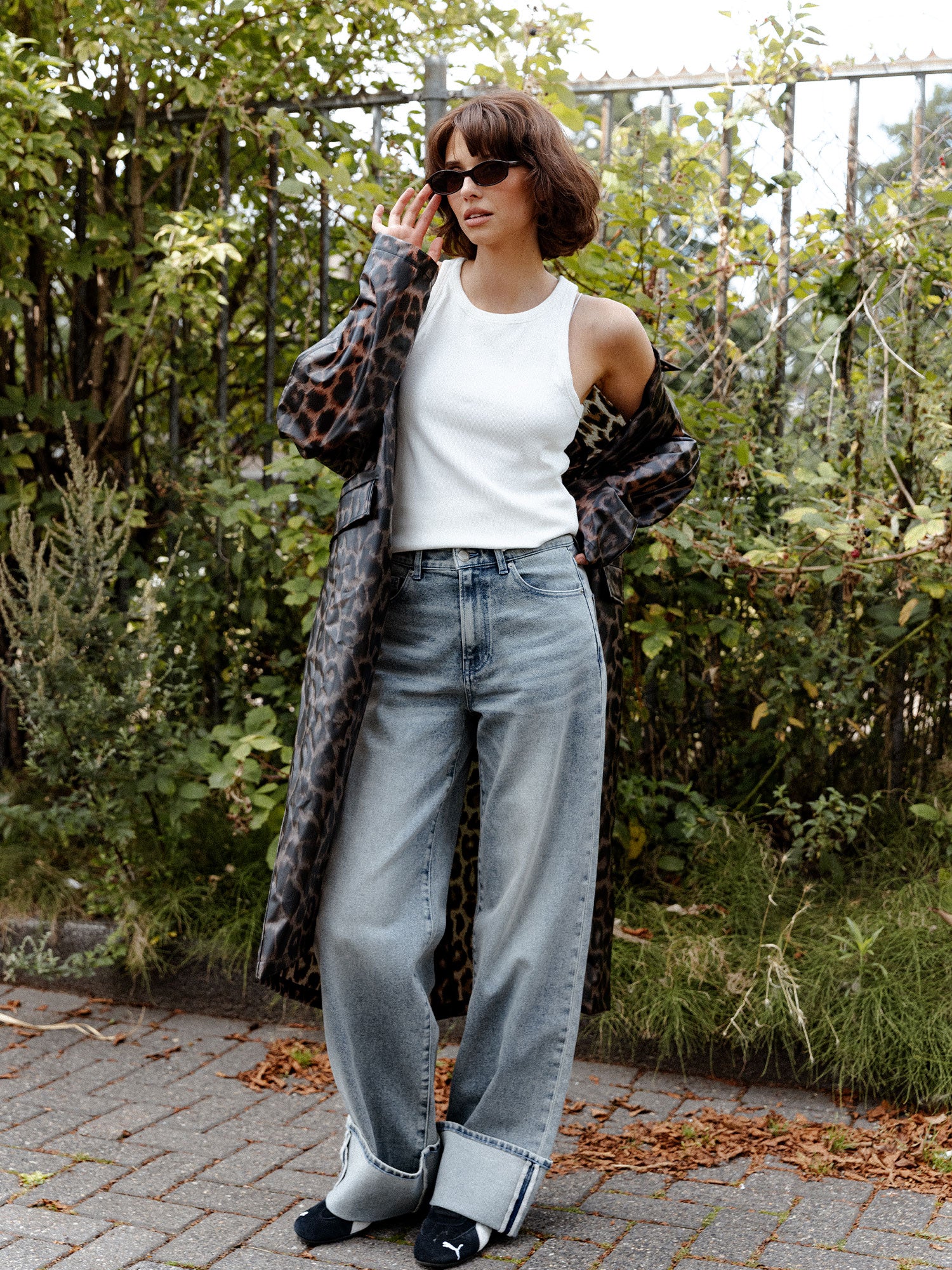 Loose fit jeans met omslag Tinted Blue