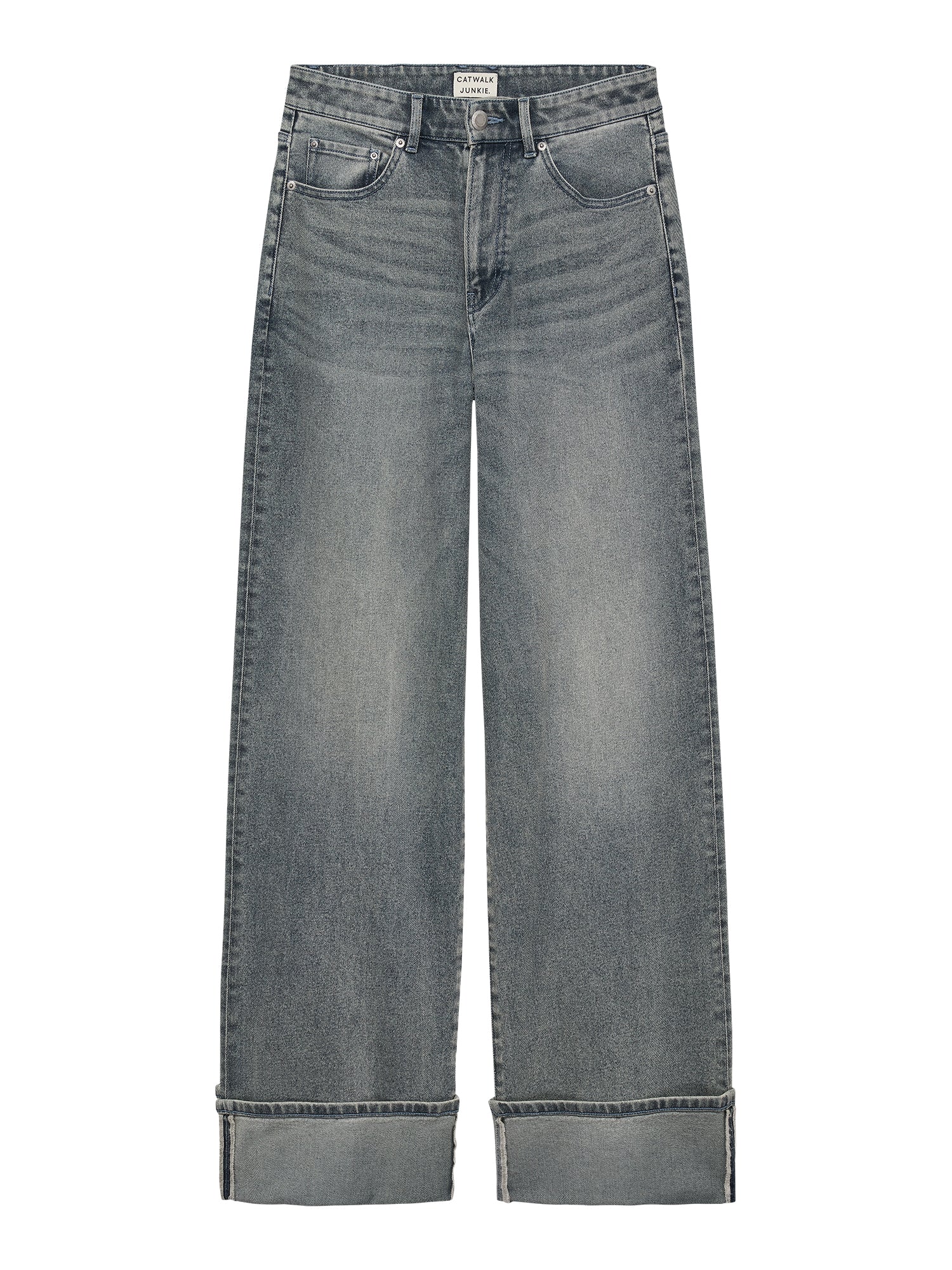 Loose fit jeans with fold Tinted Blue