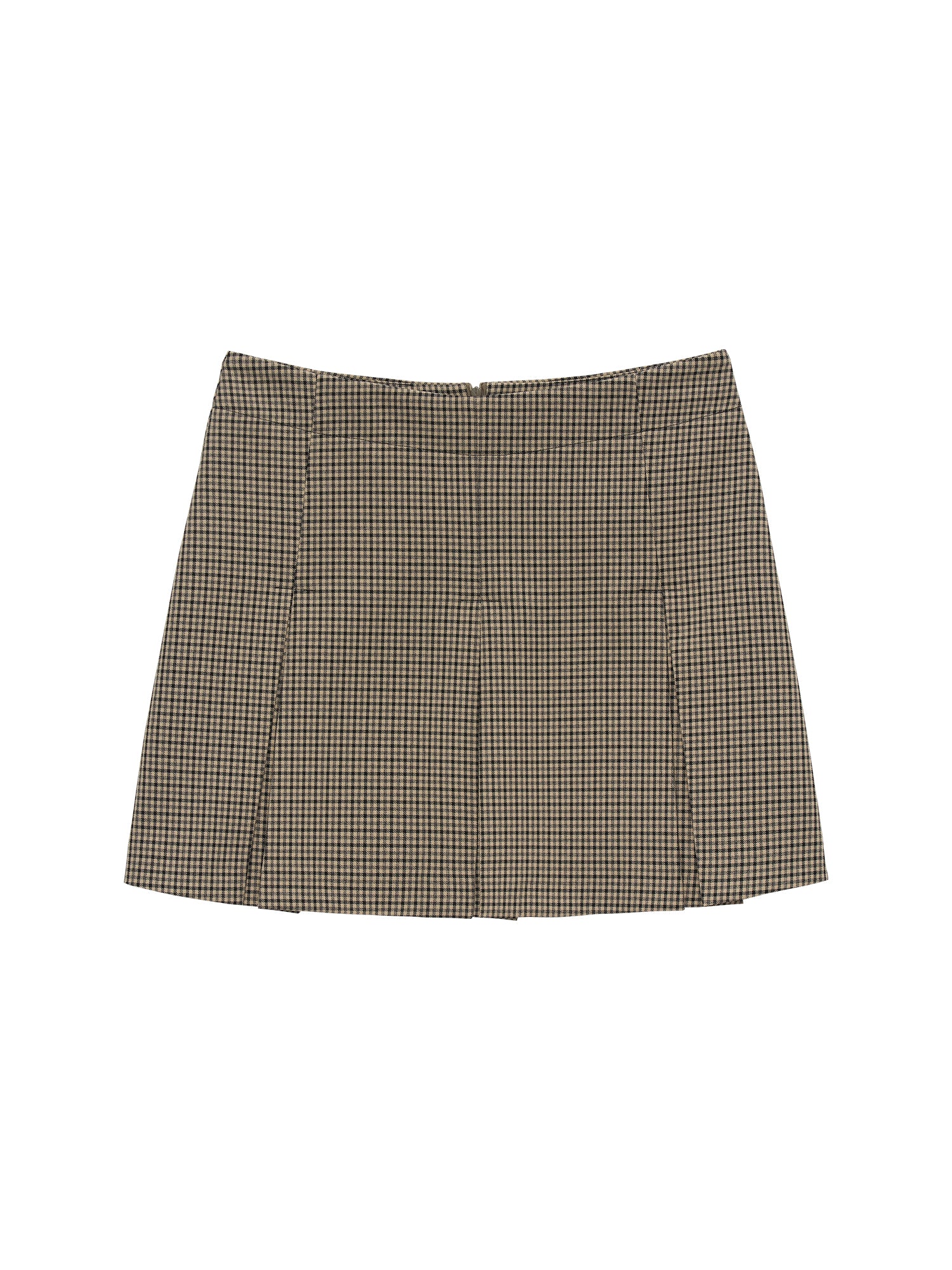 Pleated check skirt Brown