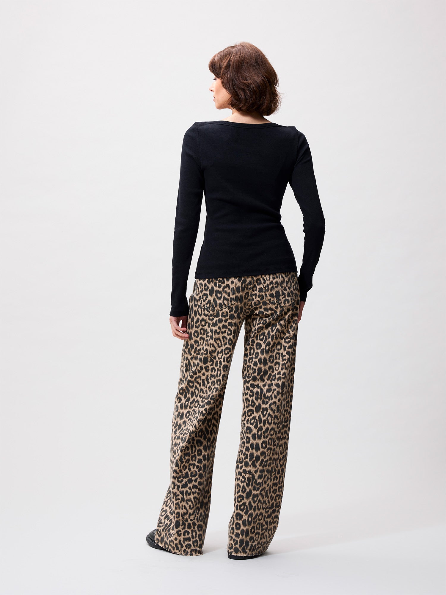 Boatneck rib trui met lange mouwen Zwart