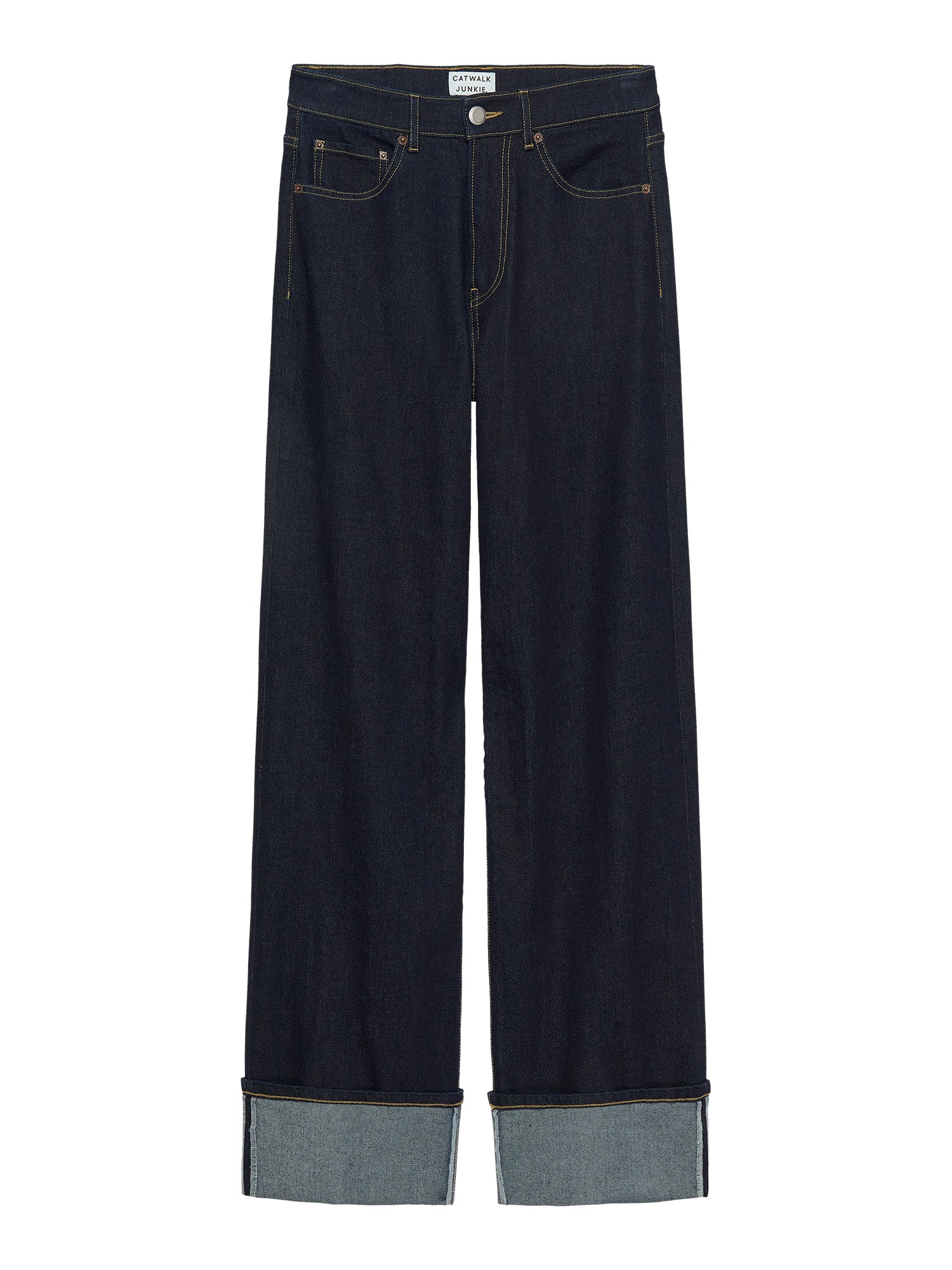 Loose fit jeans met omslag donkerblauw