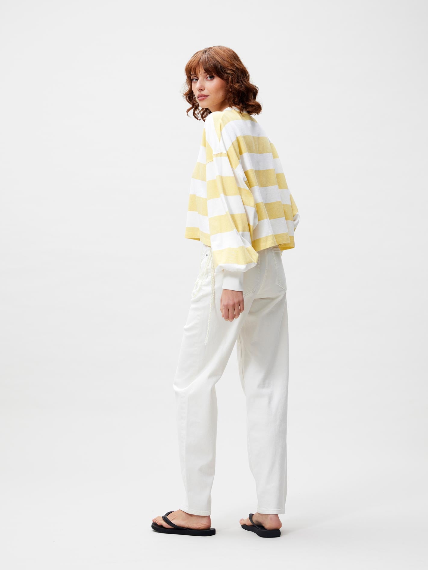 Oversized gestreept shirt met lange mouwen Mellow Yellow