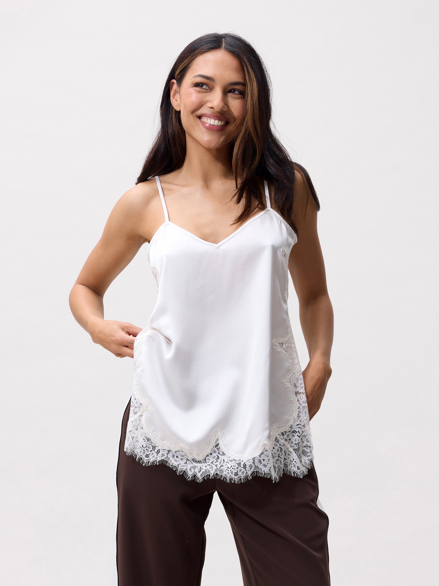 Lace spaghetti top Cream