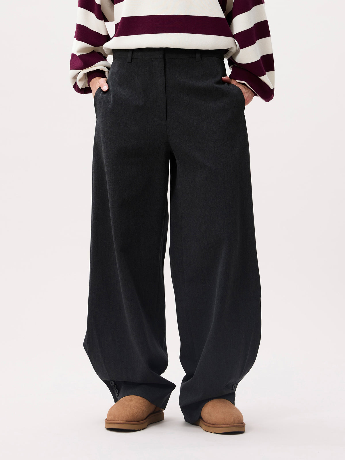 Barrel fit tailored trousers Dark Grey Melange