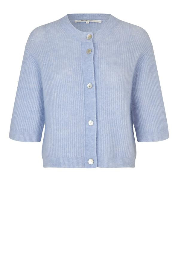 Andrea Gebreid Rib Vest Brunnera Blauw