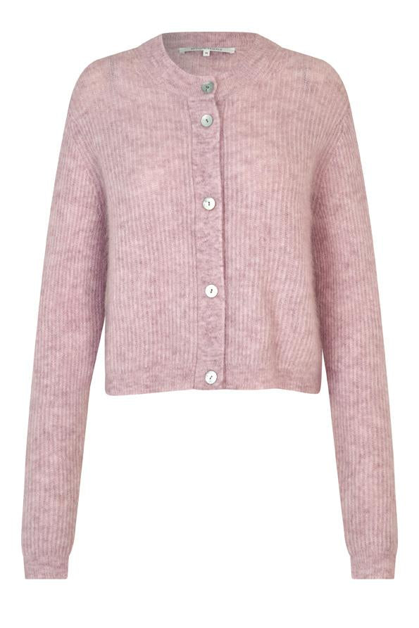 Andrea Knit Rib LS Cardigan Sepia Rose