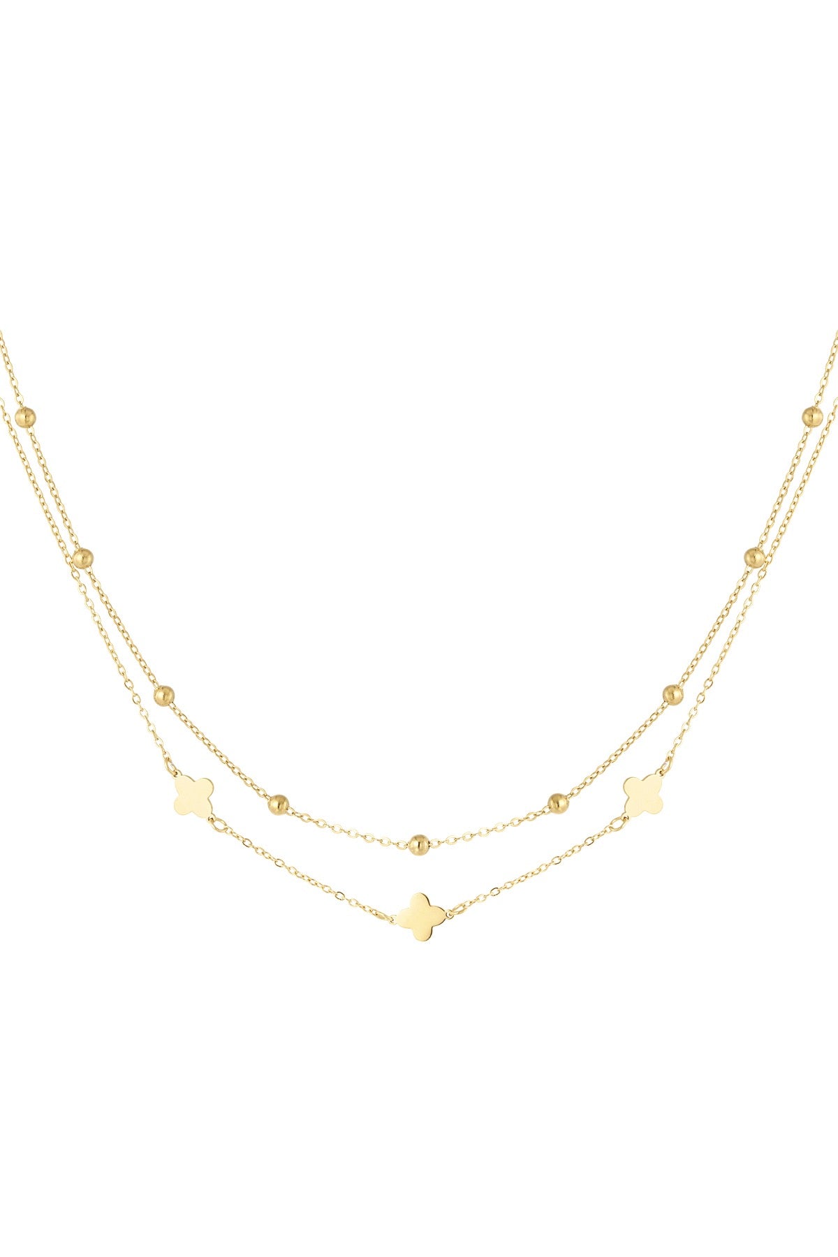 Doppelte Kleeblatt-/Kugel-Kette Gold