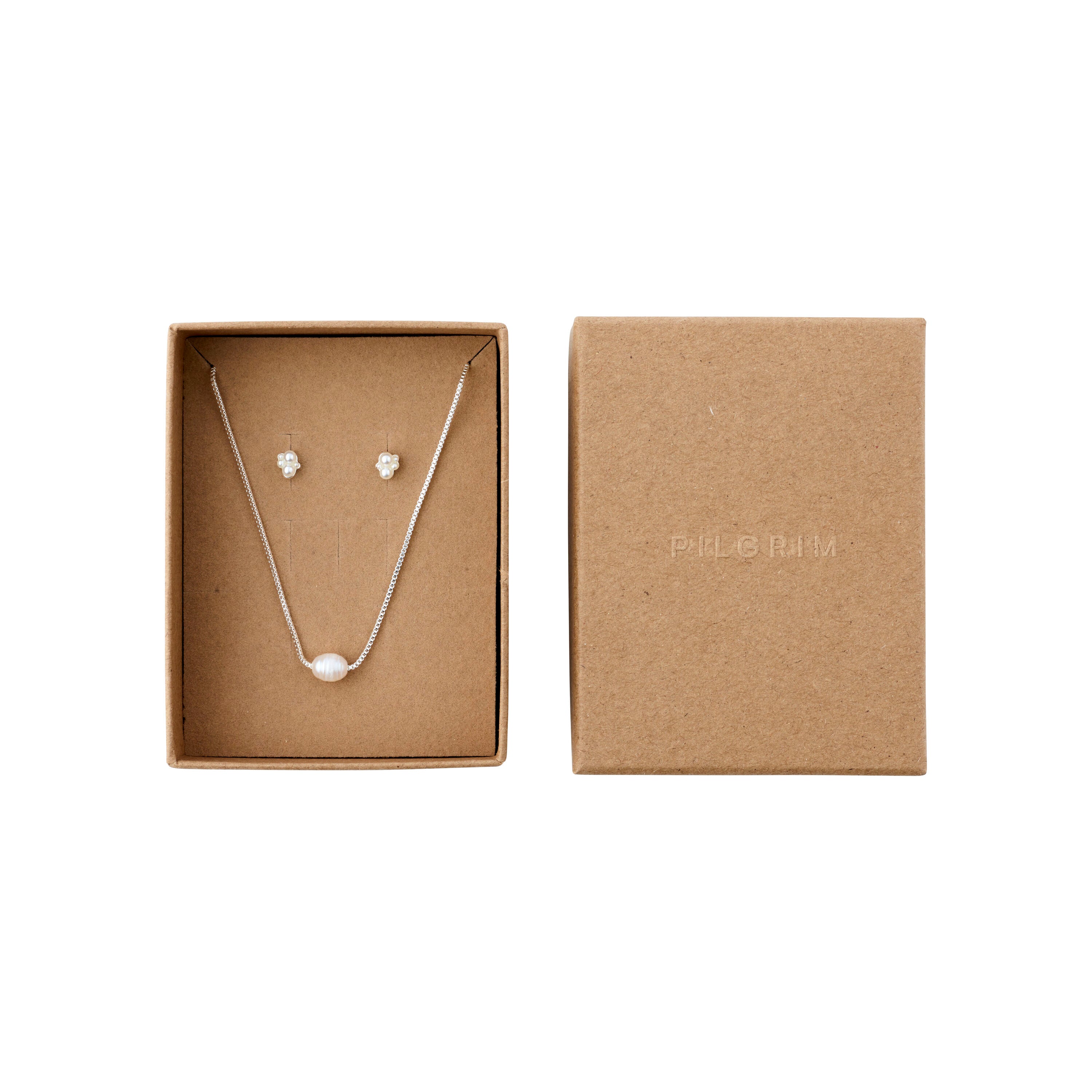 ALAYAH Geschenkset, ketting & oorbellen, verzilverd