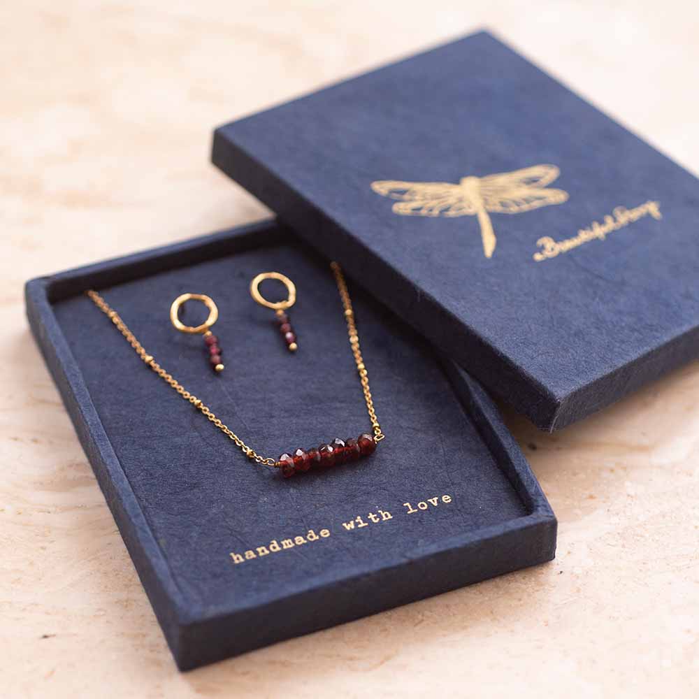 Cadeauset Power Granaat Verguld