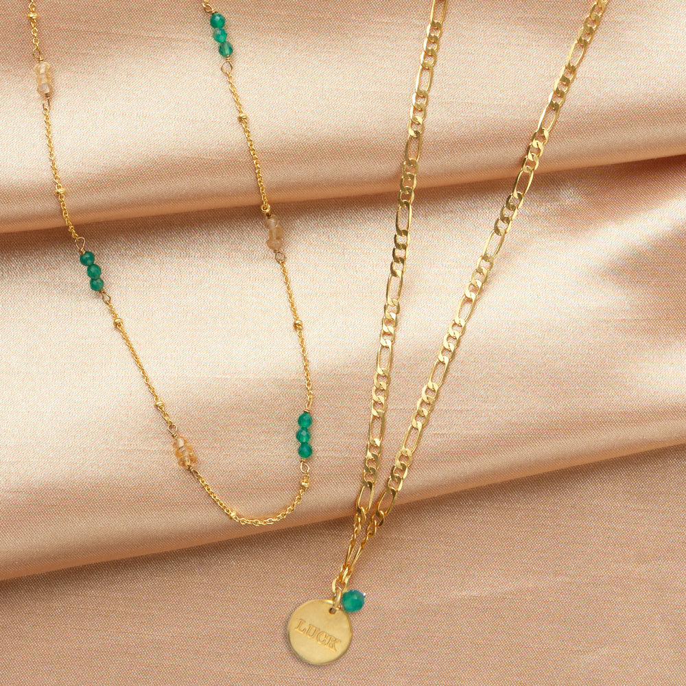 Longing Aventurin Citrien Vergulde Ketting