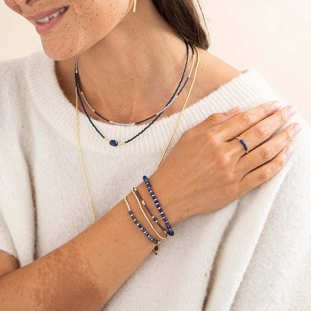 Trots Lapis Lazuli Goudkleurig Armband