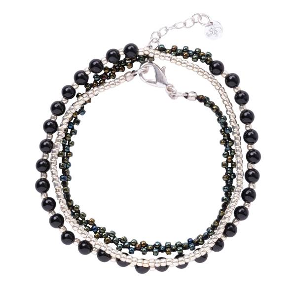 Geliefd Zwart Onyx Zilverkleurig Armband