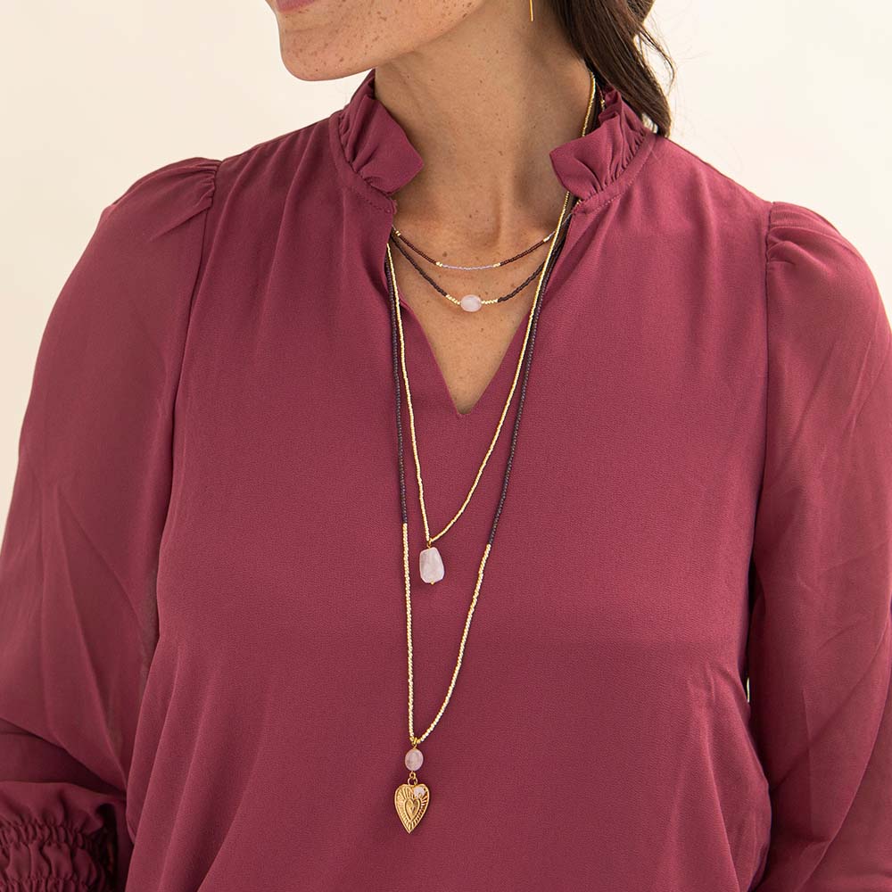 Devotion Rozenkwarts Goudkleurige Ketting