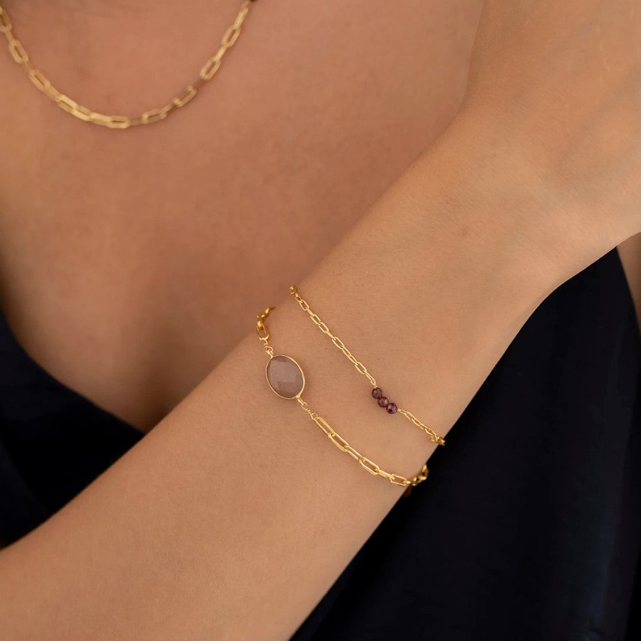 Affinity Perzikkleurige Maansteen Granaat Armband GP