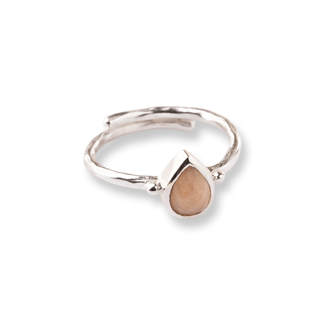 Genot Perzik Maansteen Ring Zilver