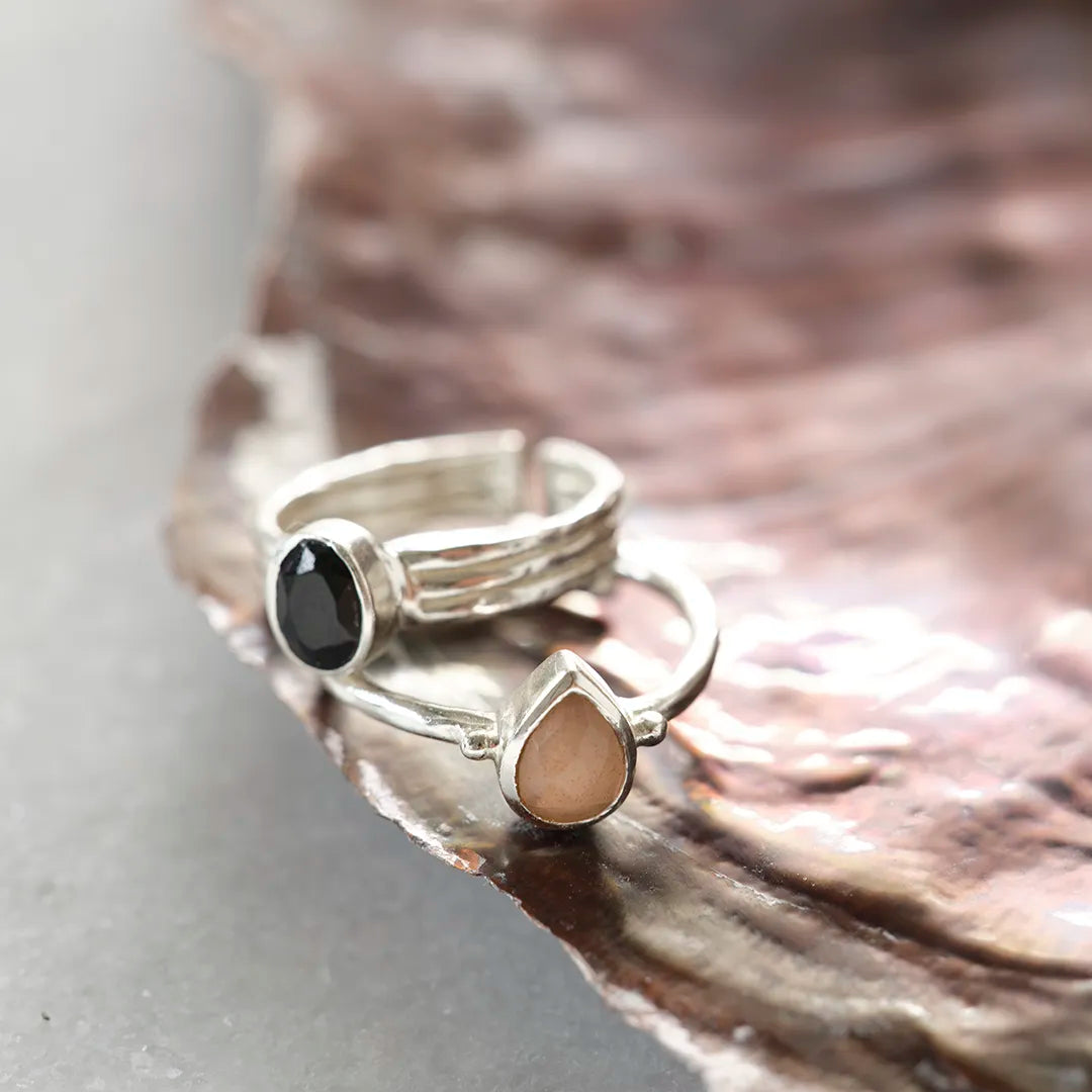 Genot Perzik Maansteen Ring Zilver