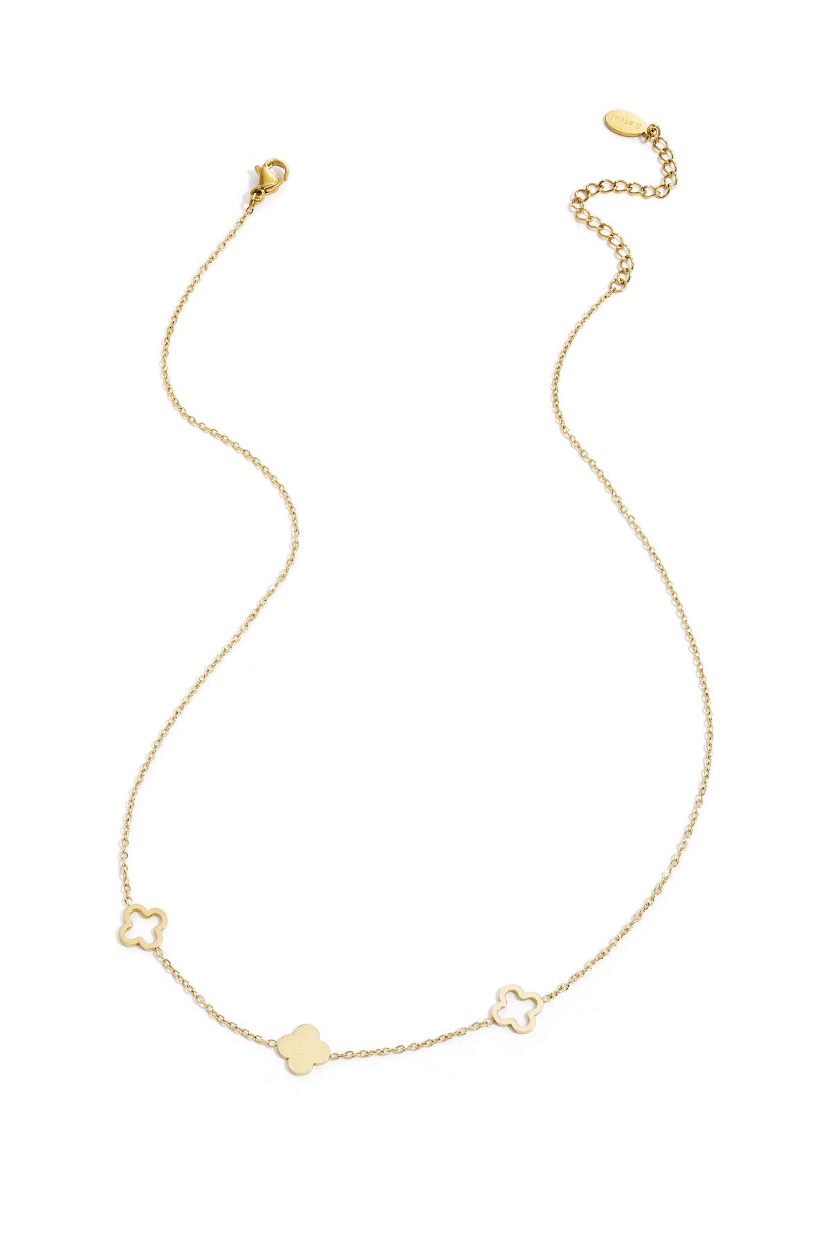 Ketting klavertje goud