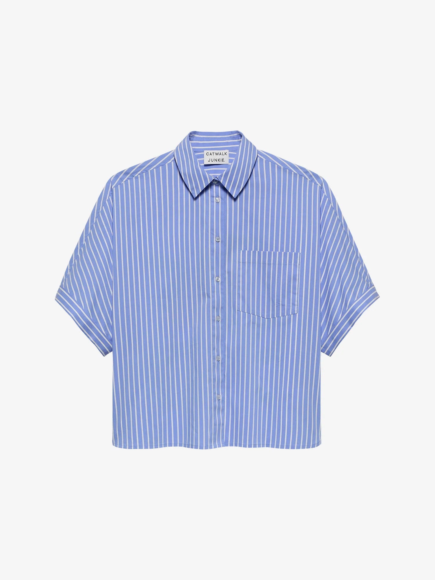 Short sleeve blouse with graphic Blue