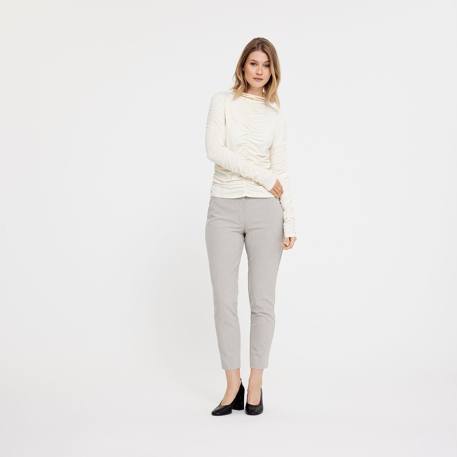 Broek Kylie Crop Pebble Melange