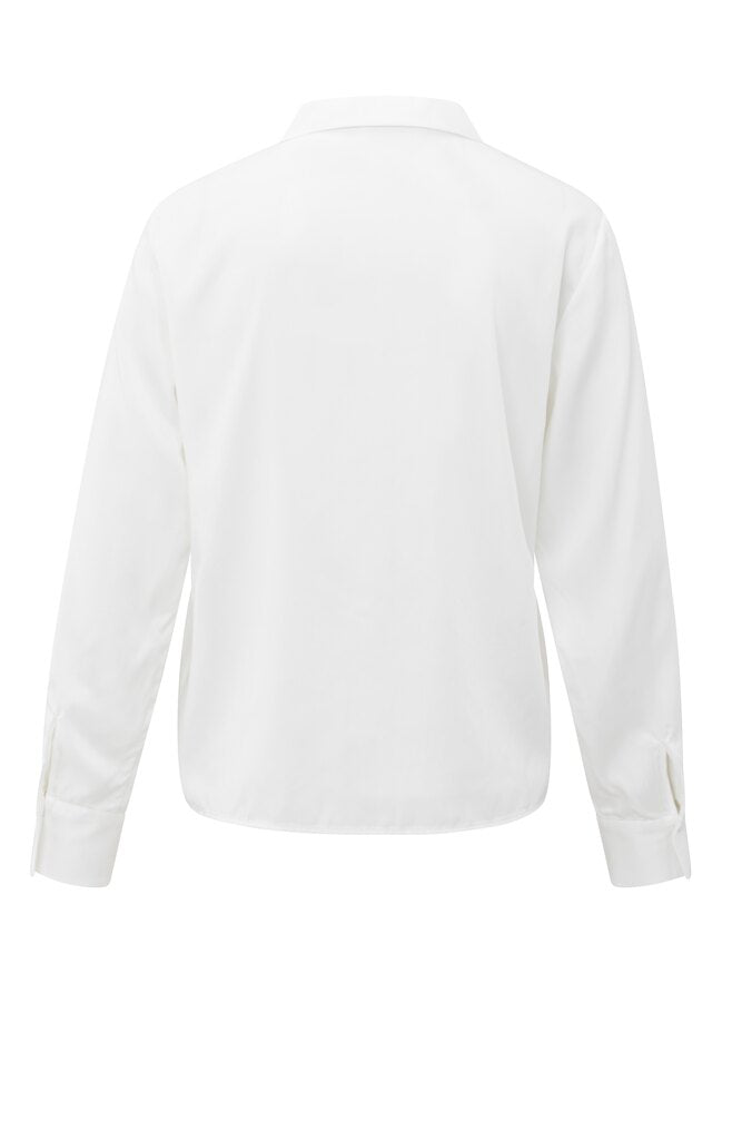 Blouse met strikdetail aan de kraag Pure White