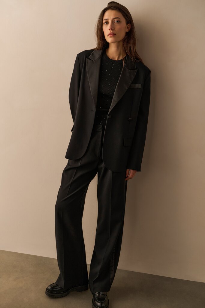 Geripptes Strick-Tanktop mit dezent glänzenden Details Black