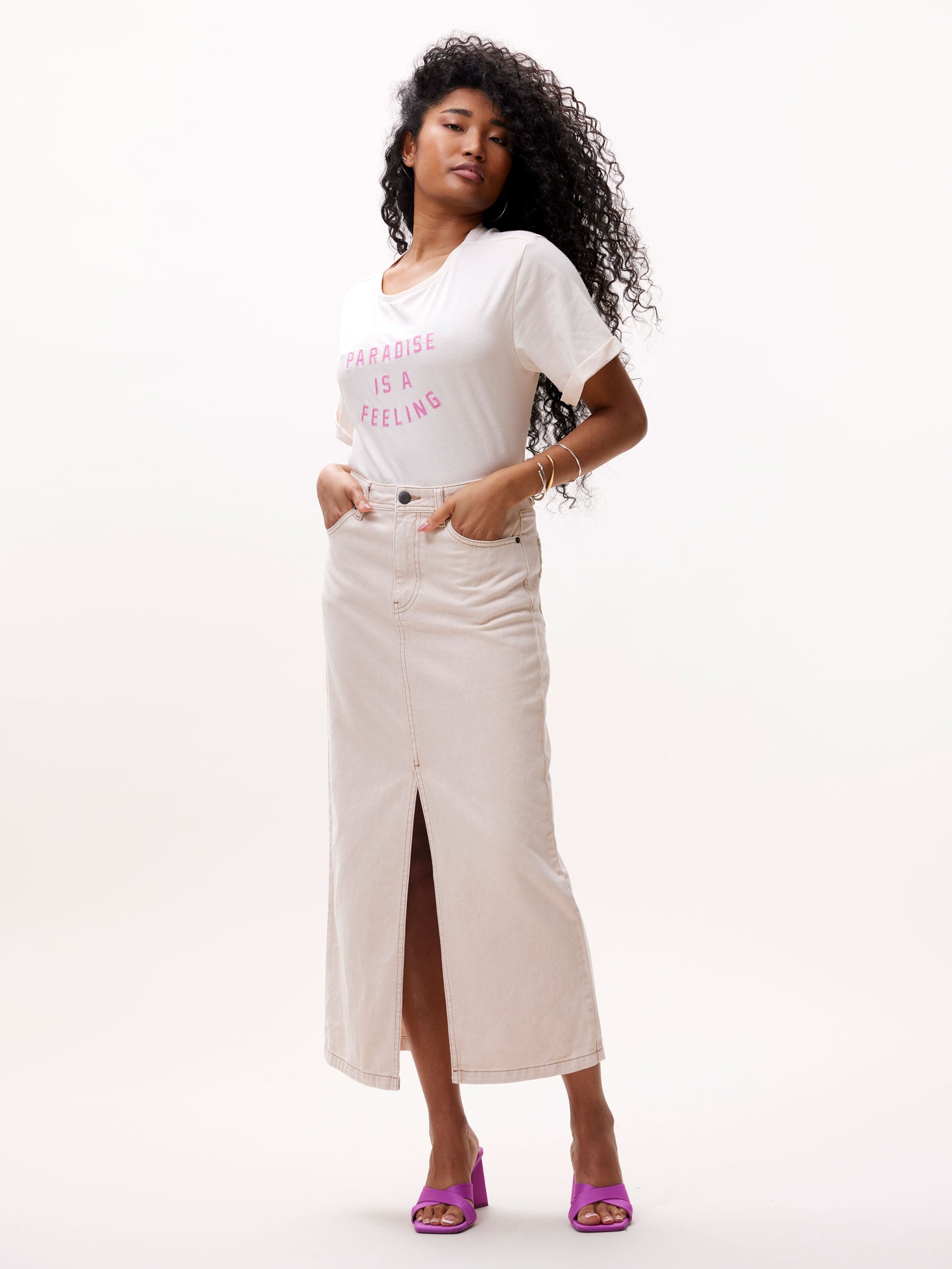 Midi-jeansrok Washed Moonlight