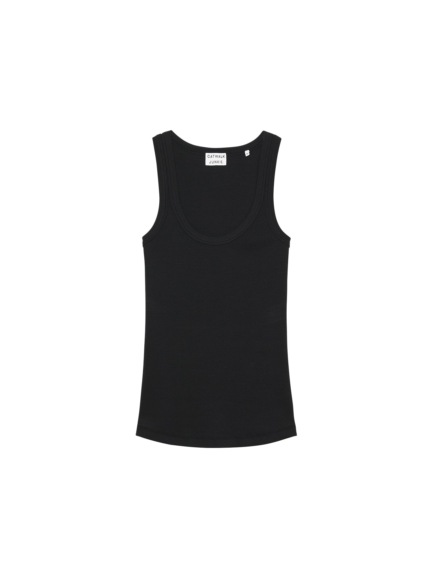 Scoop Neck Rib Singlet Zwart