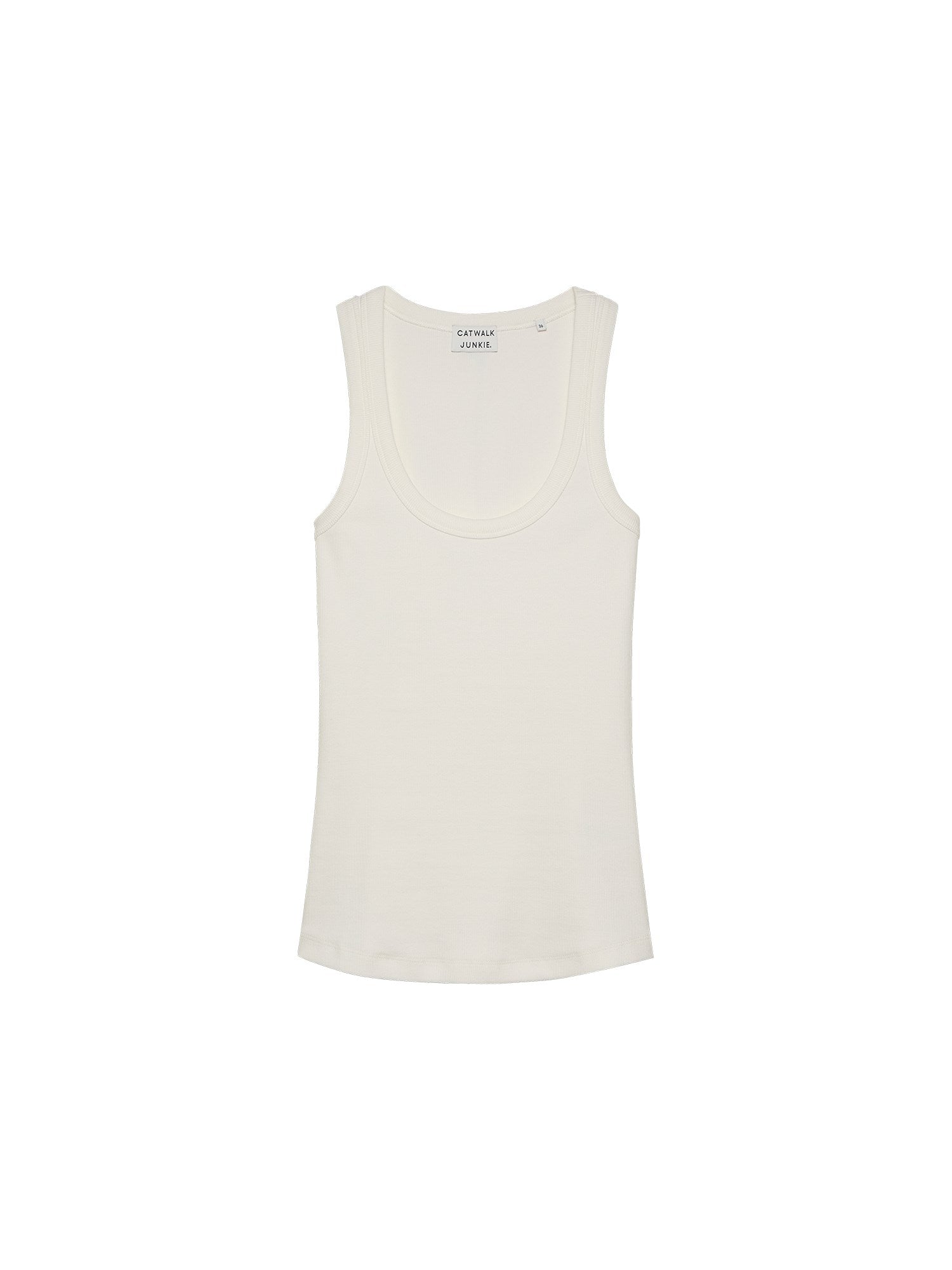 Off-white geribbeld hemdje met ronde hals