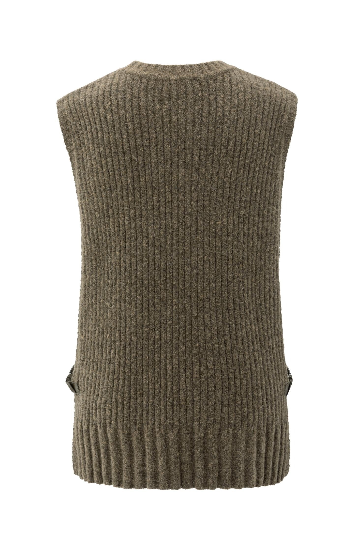 Gerippter ärmelloser Pullover mit Schnallen an den Seiten Capers Melange