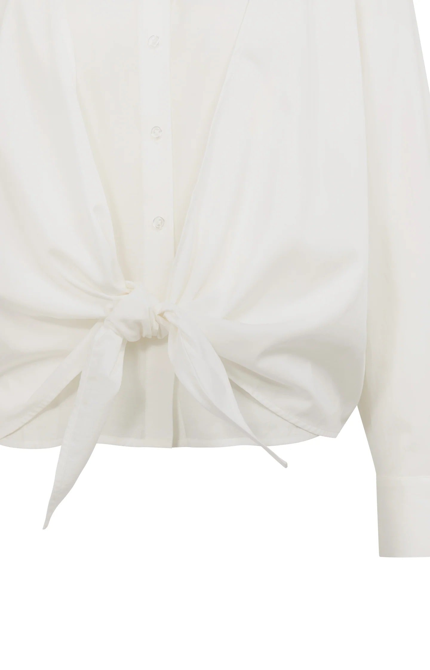 Bluse mit Lagenlook, Knotendetail und langen Ärmeln Off White