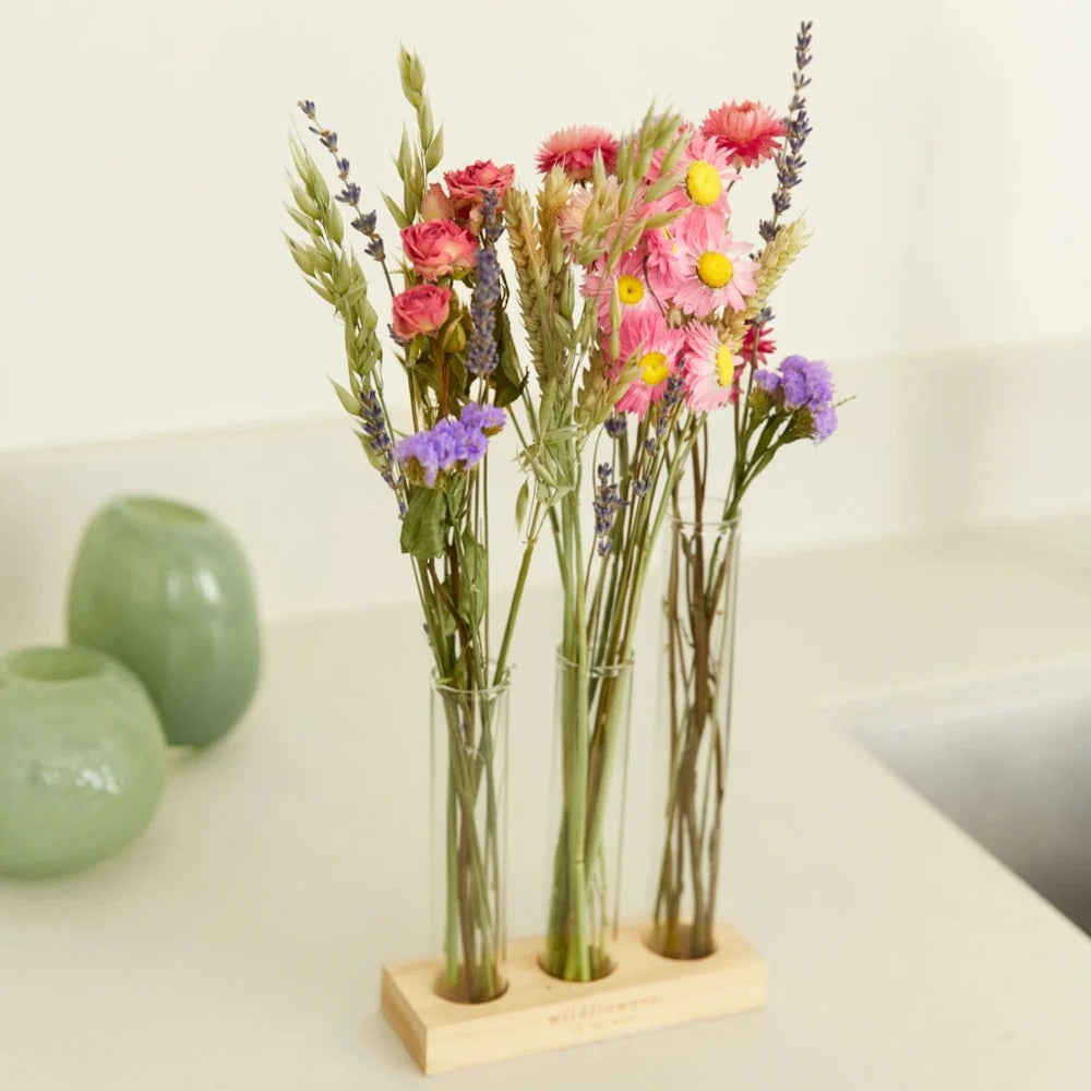 Geschenkset droogbloemen in de brievenbus, met vazen - Roze