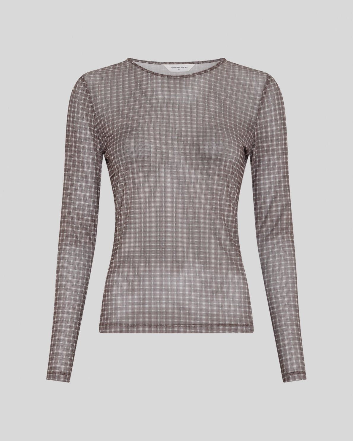 MSCHJanie Illenora Top AOP Dark Brown Check