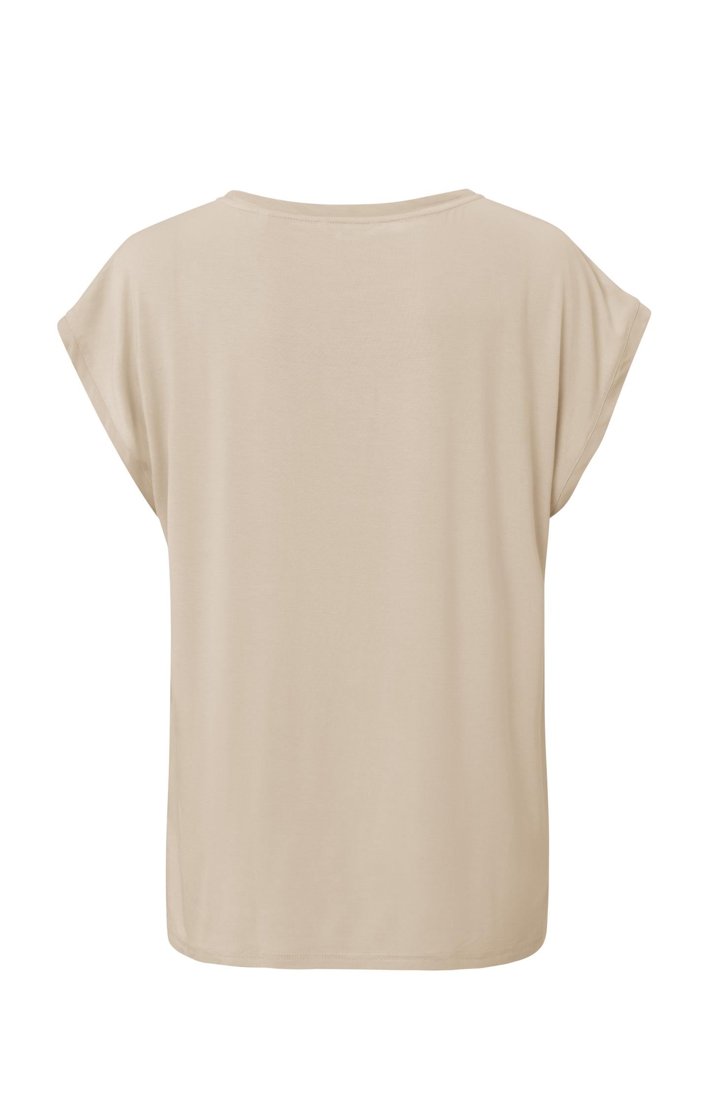 Ärmelloses Rundhalsoberteil aus Materialgemisch White Pepper Beige