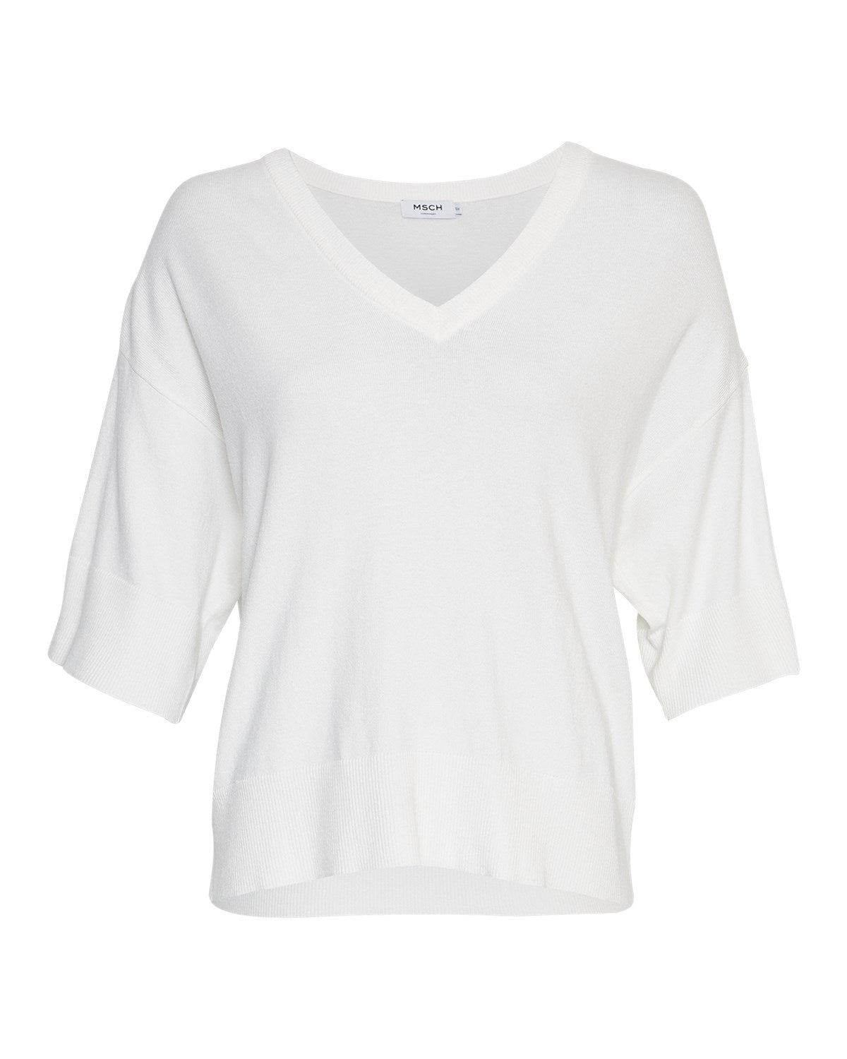 MSCHEslina Rachelle 2/4 V Neck Pullover Egret