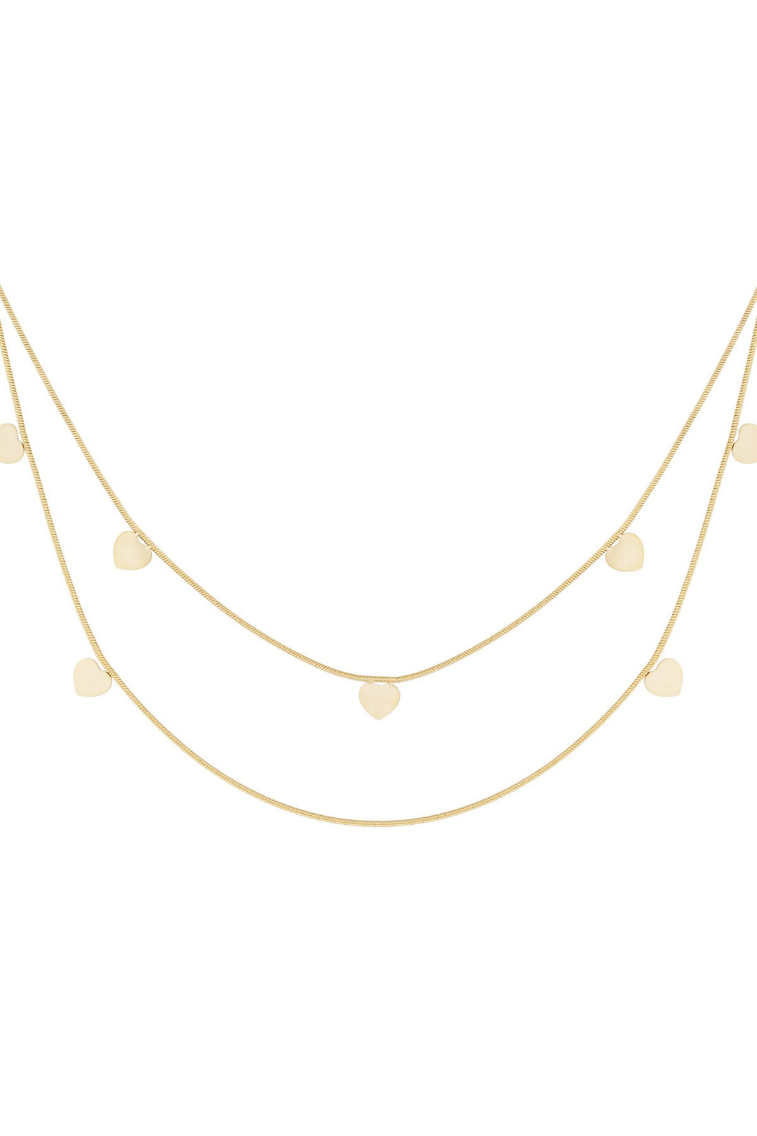 Doppelte Herz-Kette Goldfarben