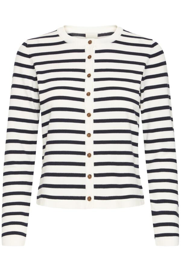 IHLULS O-NECK Cardigan White Striped