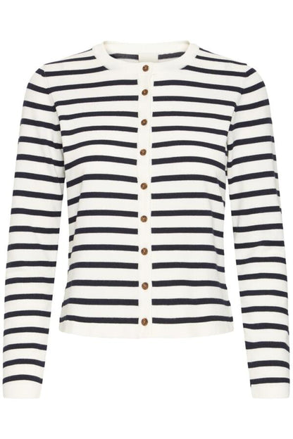 IHLULS O-NECK Cardigan White Striped