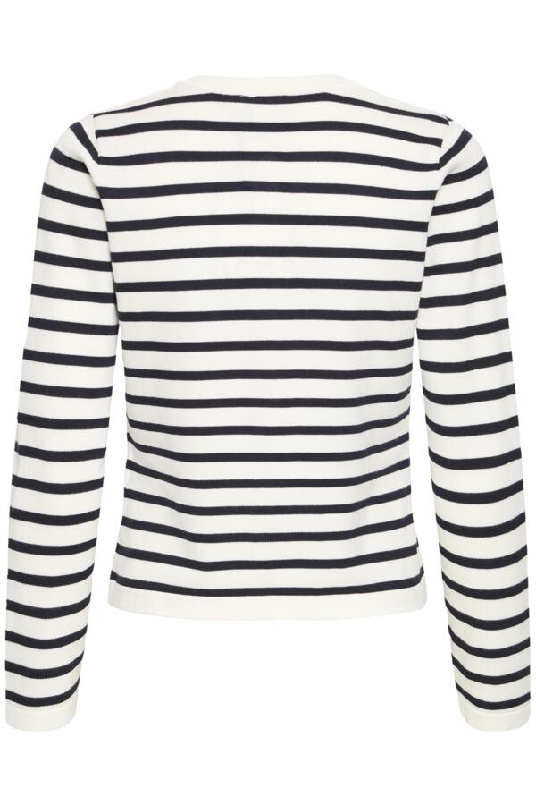 IHLULS O-NECK Cardigan White Striped