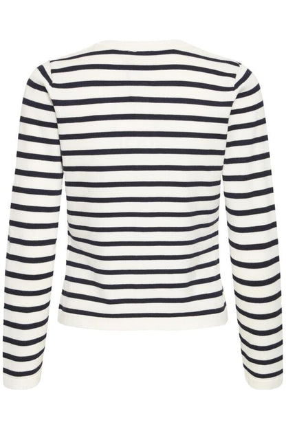 IHLULS O-NECK Cardigan White Striped