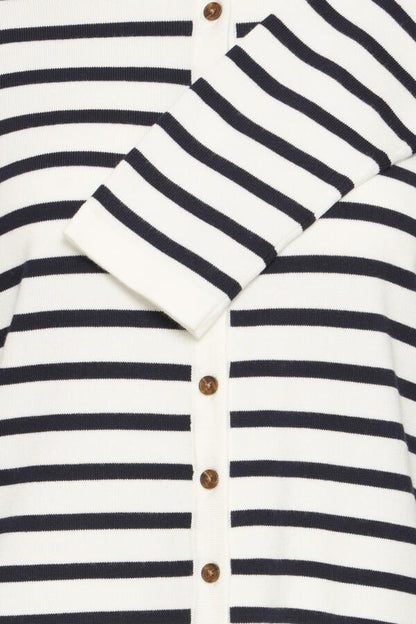 IHLULS O-NECK Cardigan White Striped
