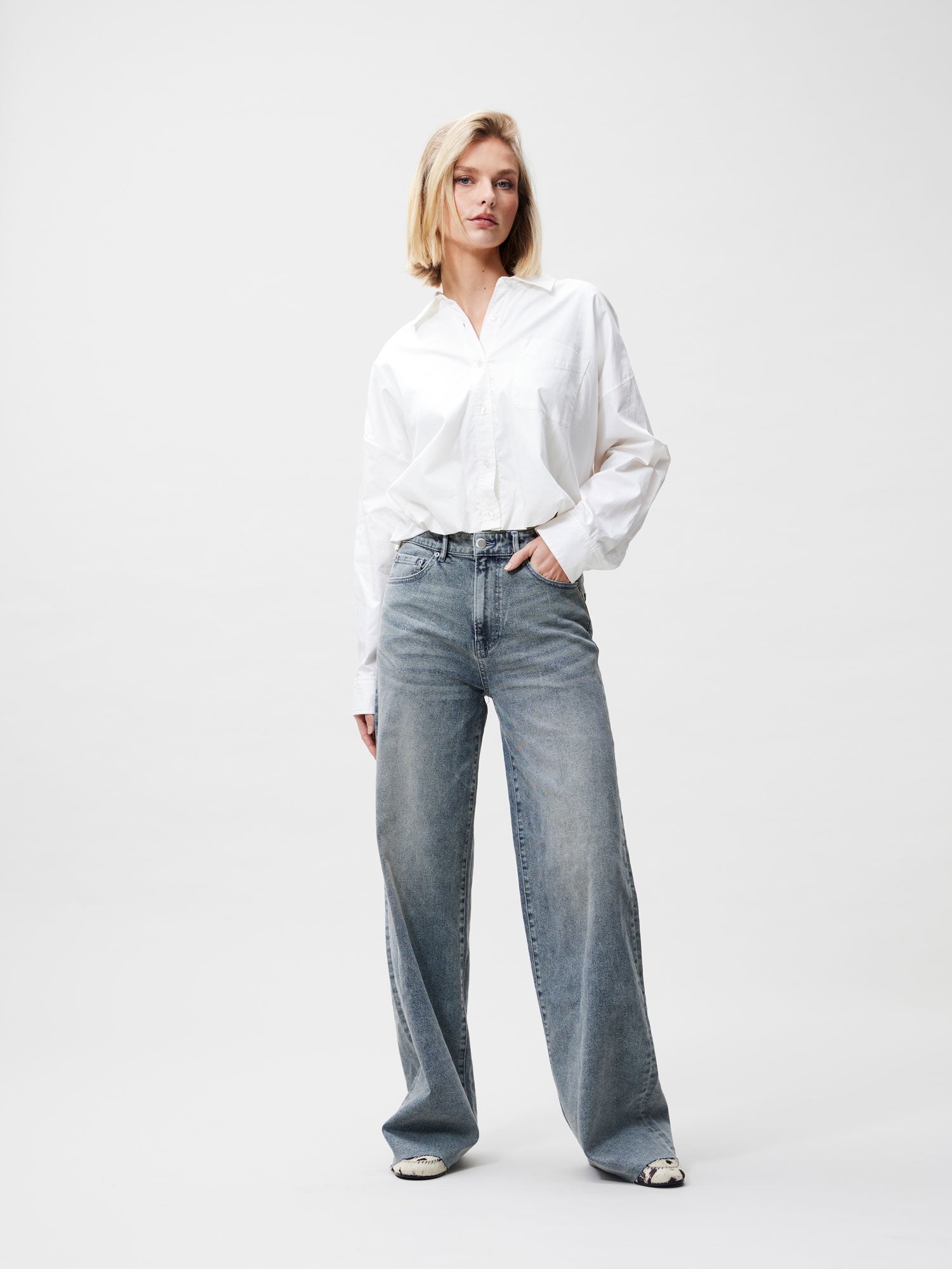 Loose fit jeans getint blauw