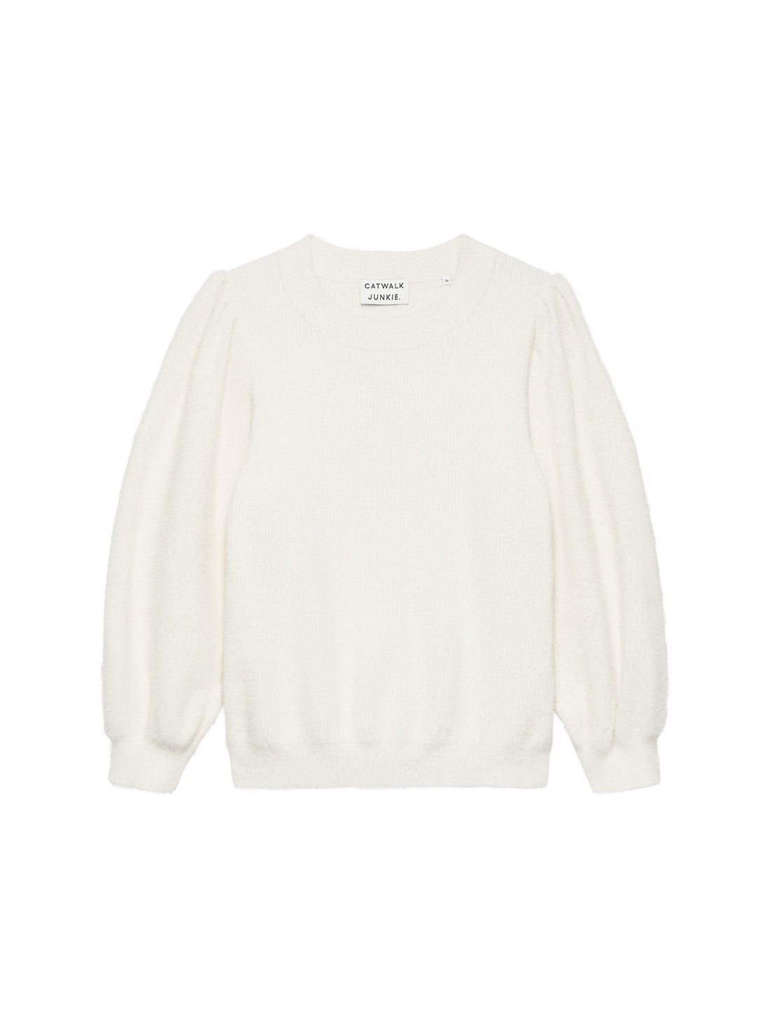 Fuzzy puff sleeve knit Off White