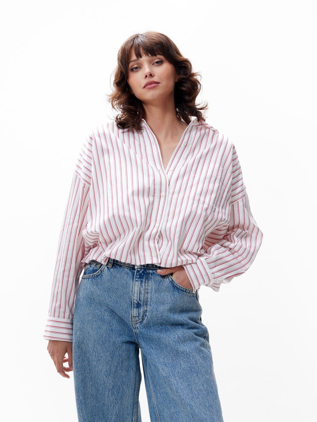 Tuck in blouse Ribbon Red